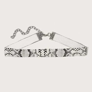 2/$25 Black and White Trendy Choker: Snake Print